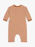 Petit Bateau Baby Stripe Long Tube Knit Bodysuit, Ecureuil/Avalanche