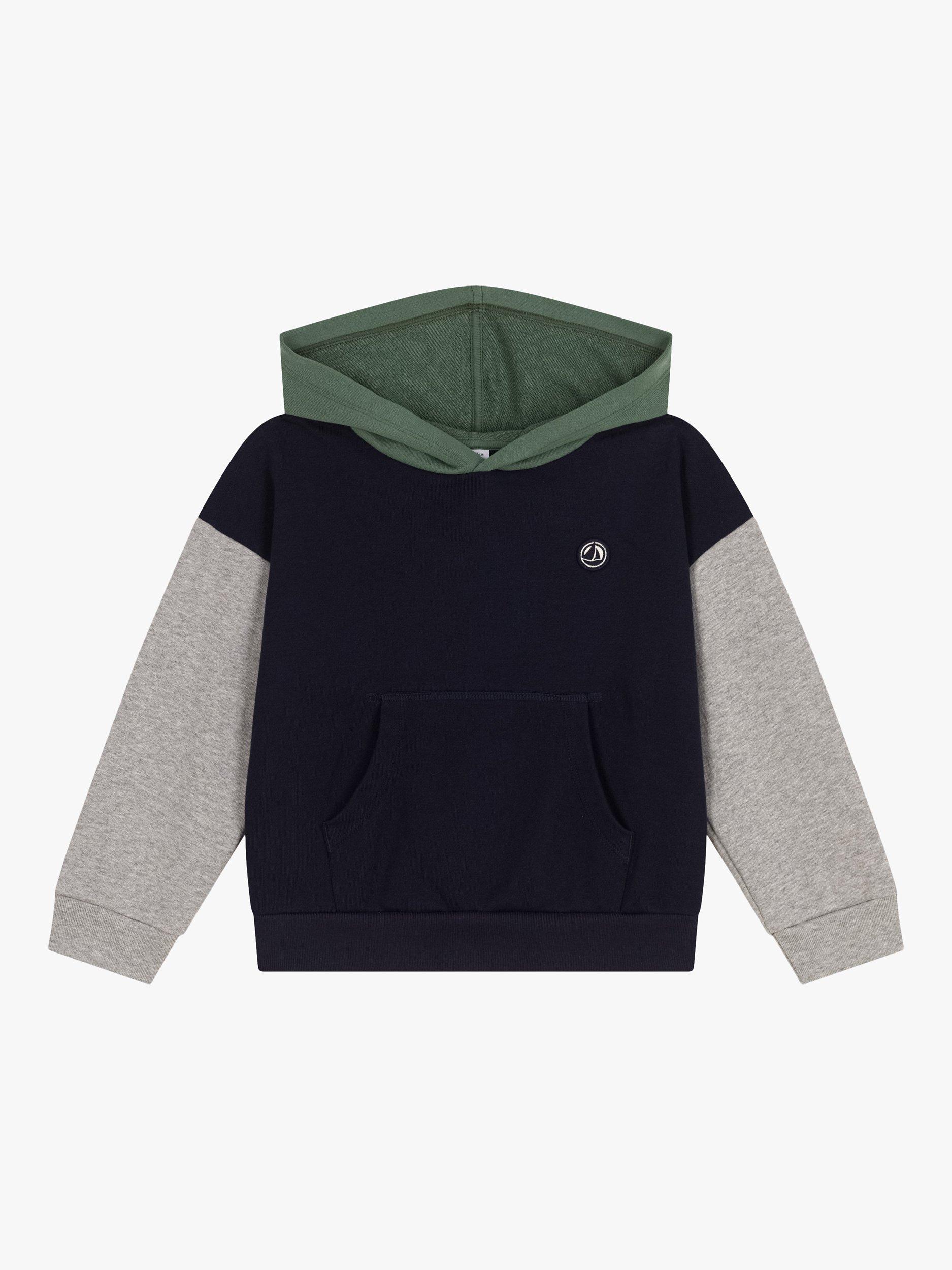 Petit Bateau Kids Colourblock Fleece Hoodie Smoke Multi