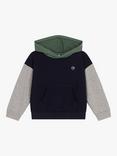 Petit Bateau Kids' Colourblock Fleece Hoodie, Smoke/Multi