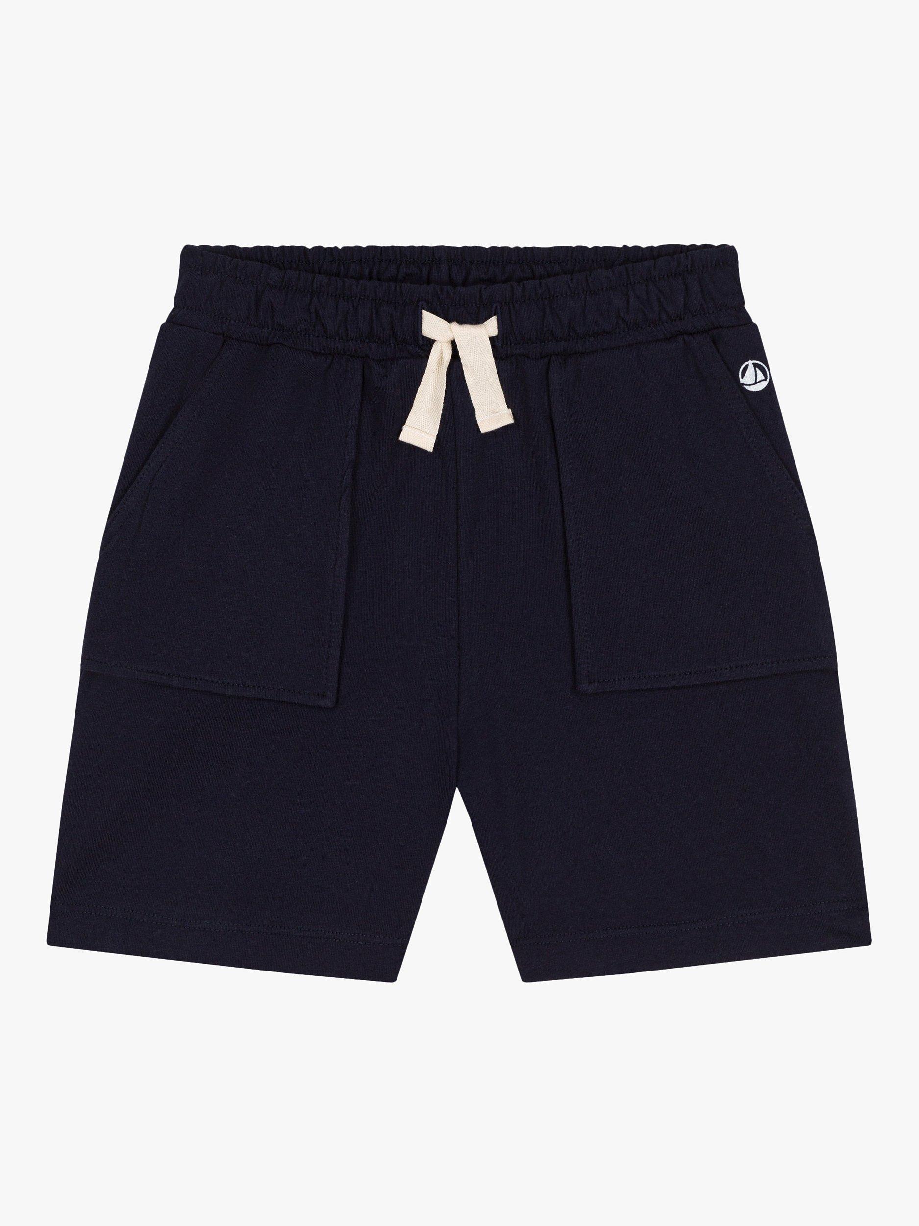 Product image 1 of 3, which shows Petit Bateau Kids' Cotton Pocket Drawstring Shorts, Smoke, 3Y