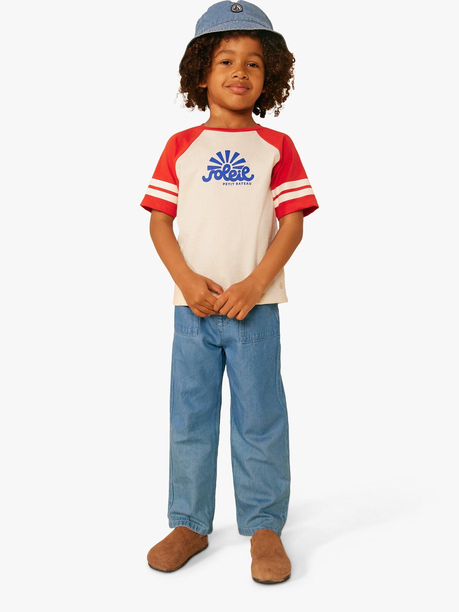Product image 2 of 4, which shows Petit Bateau Kids' Logo Solid Bucket Hat, Denim Clair, 6-8 years