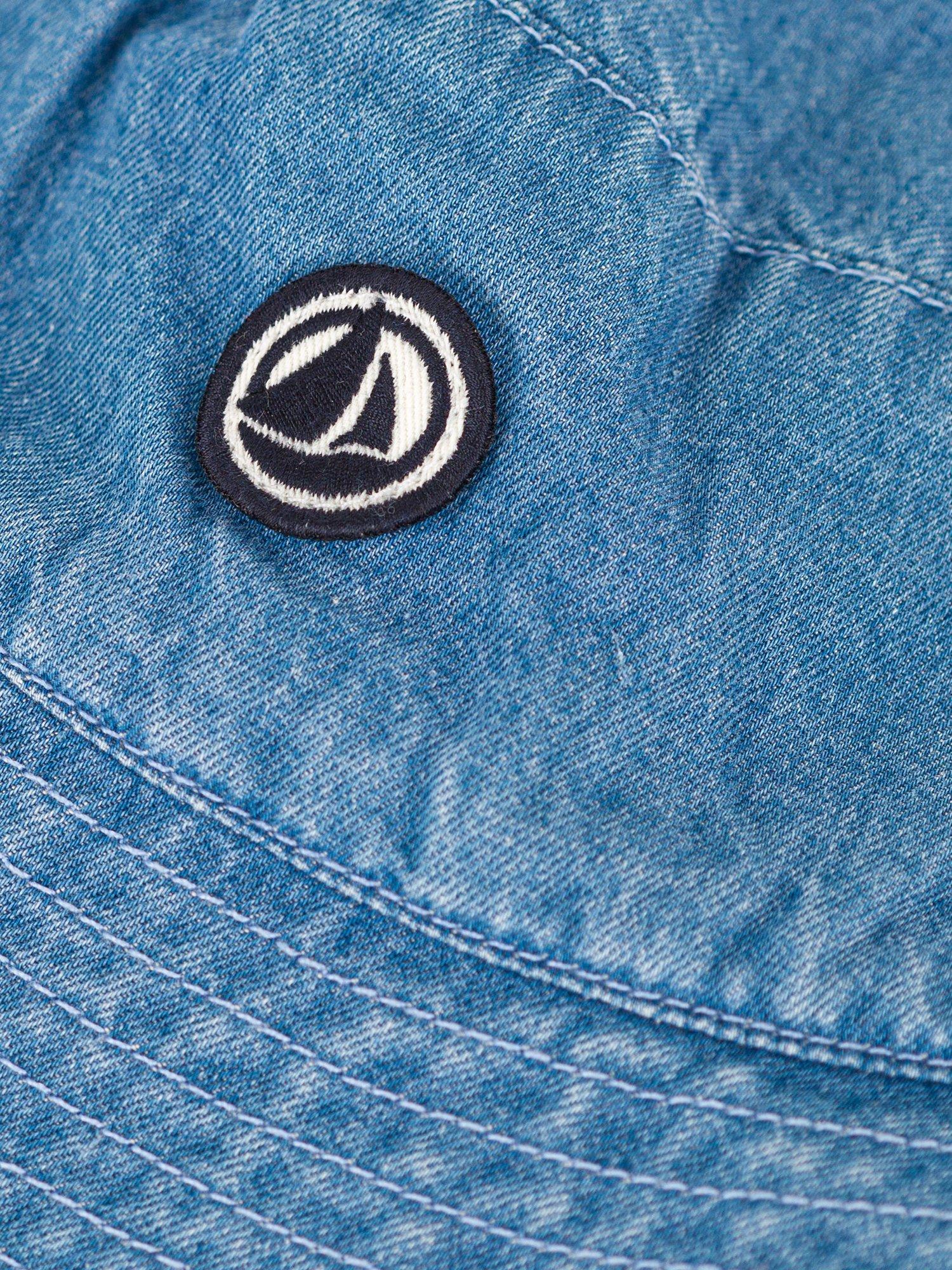Product image 4 of 4, which shows Petit Bateau Kids' Logo Solid Bucket Hat, Denim Clair, 6-8 years