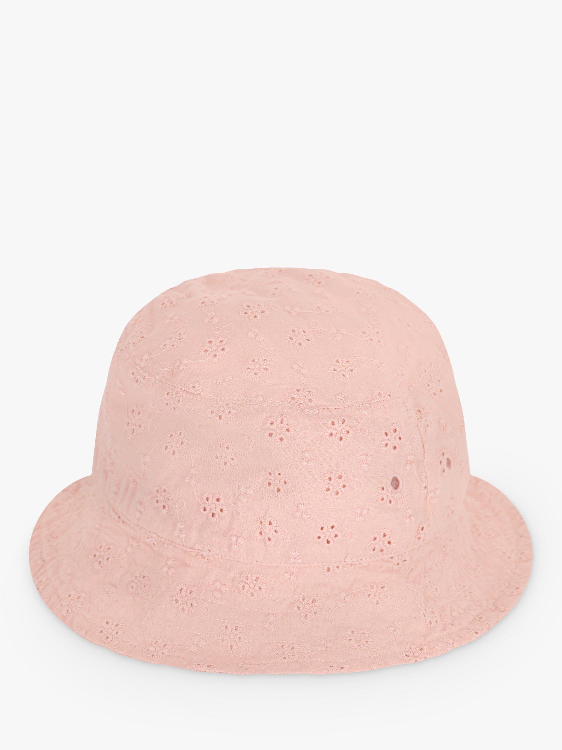 Product image 1 of 2, which shows Petit Bateau Kids' Broderie Anglaise Bucket Hat, Saline, 3-4Y