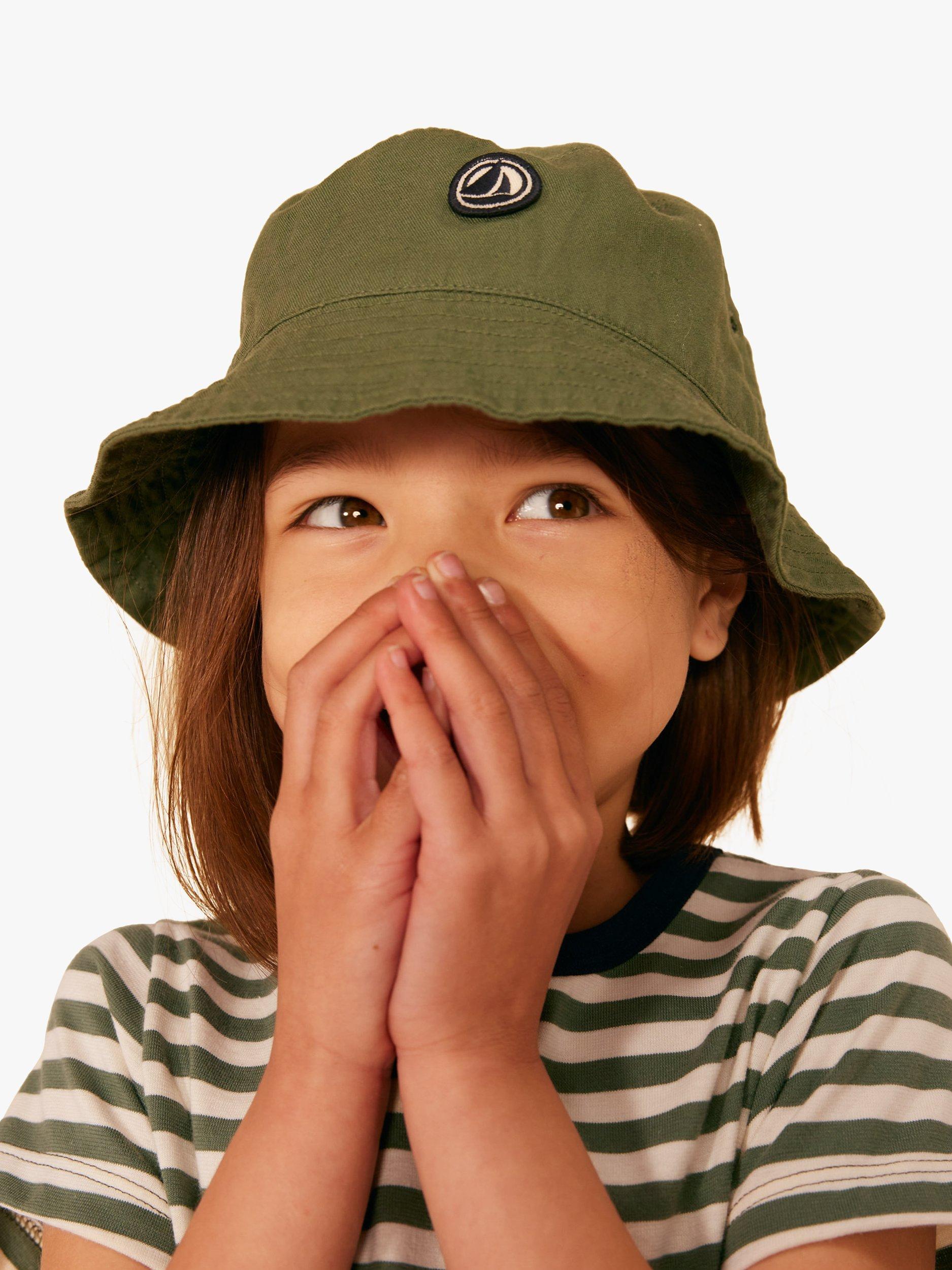 Product image 1 of 5, which shows Petit Bateau Kids' Logo Solid Bucket Hat, Croco, 6-8 years