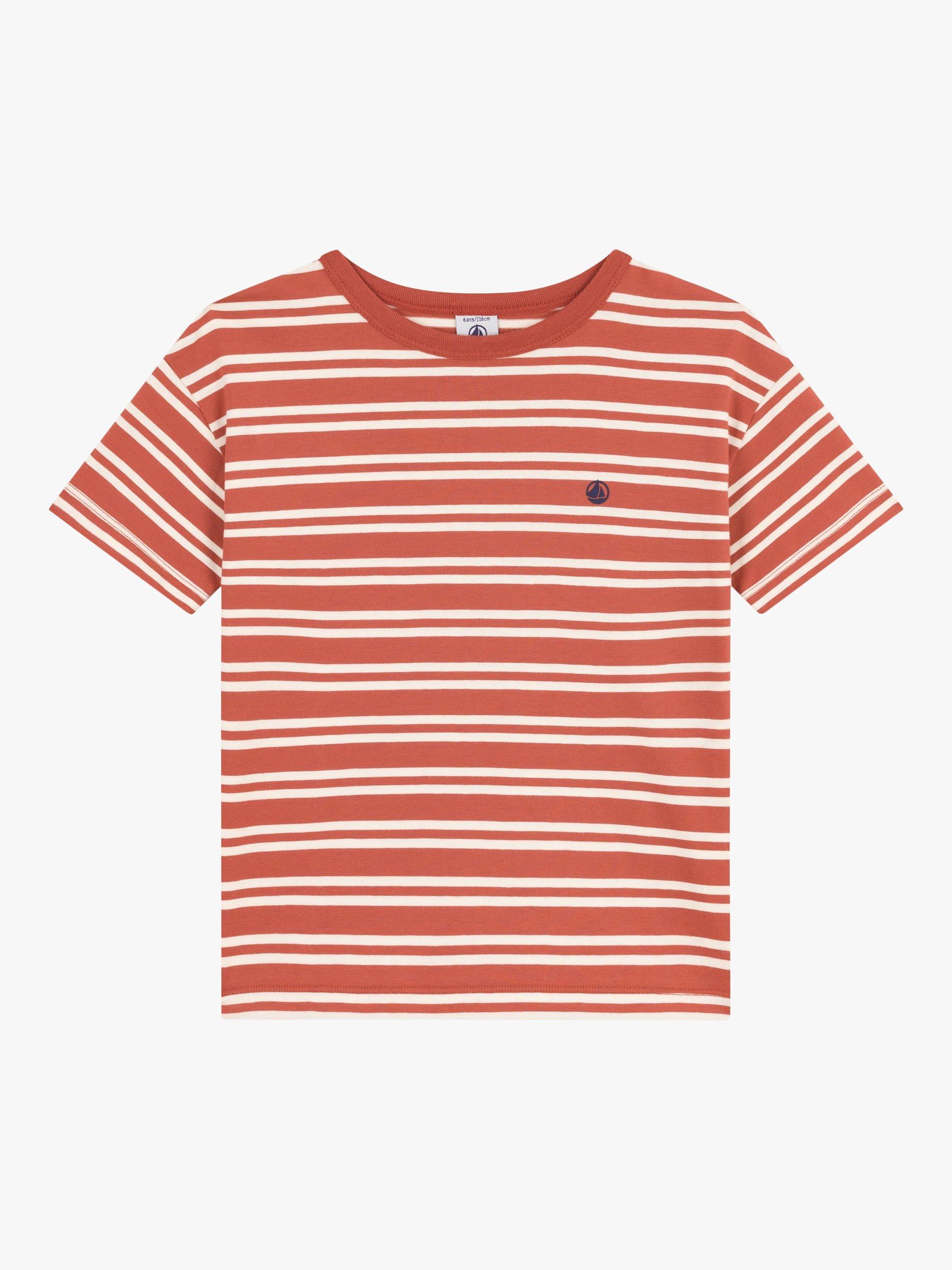 Product image 1 of 3, which shows Petit Bateau Kids' Stripe T-Shirt, Fameux/Avalanche, 3 years
