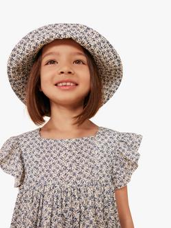 Petit Bateau Kids' Floral Print Floppy Sun Hat, Avalanche/Incognito, Avalanche/Incognito