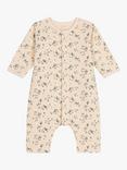 Petit Bateau Baby Bird Print Quilted Tube Knit Jumpsuit, Avalanche/Herbier