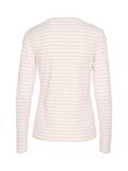 KAFFE Liddy Stripe Long Sleeve T-Shirt, Chalk/Pink Mist