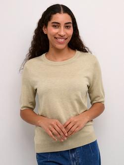 KAFFE Lizza Fine Knit Half Sleeve Top, Neutral