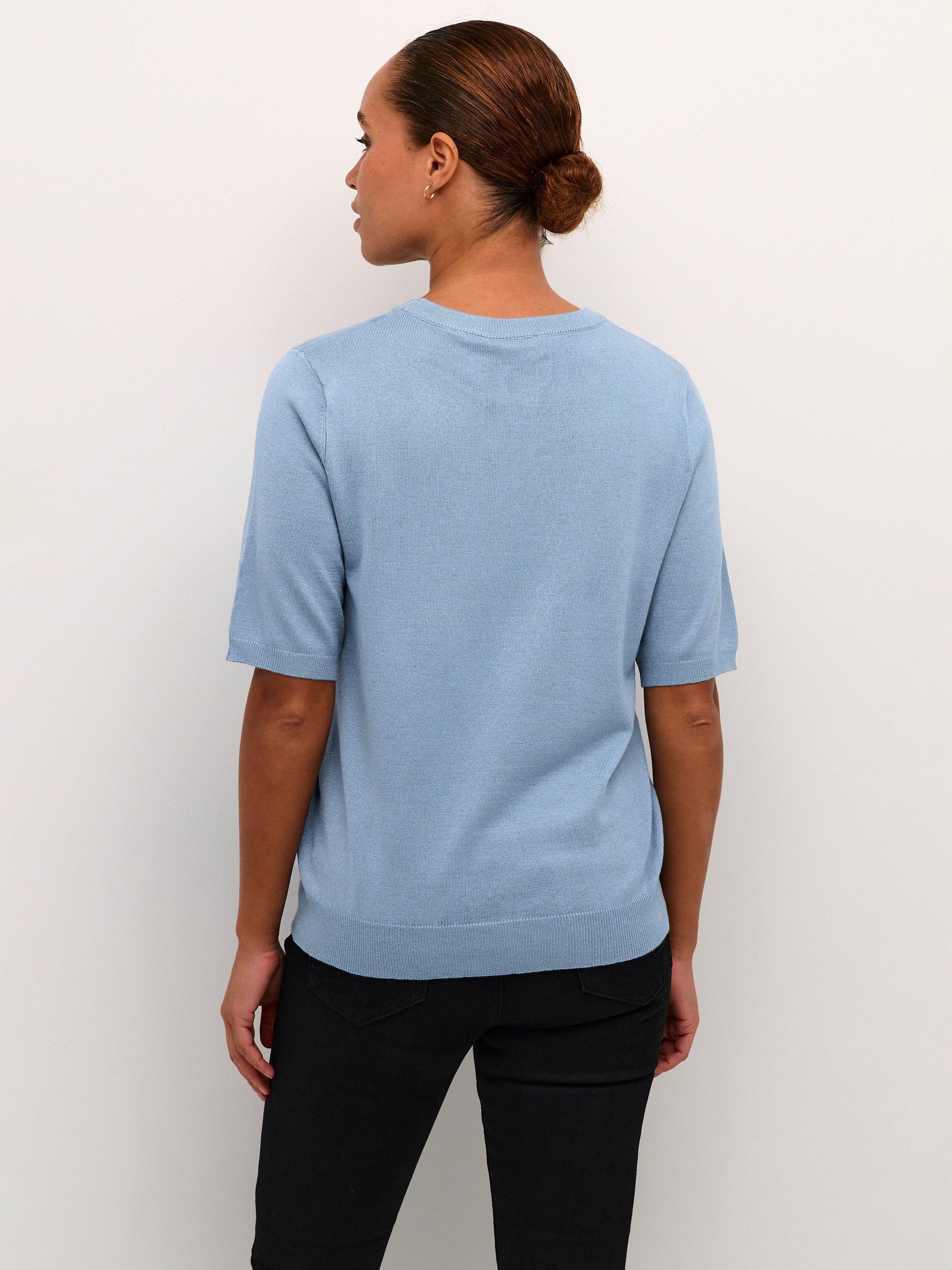 Product image 2 of 6, which shows KAFFE Lizza Short Sleeve Knitted Jumper, Faded Denim, XS