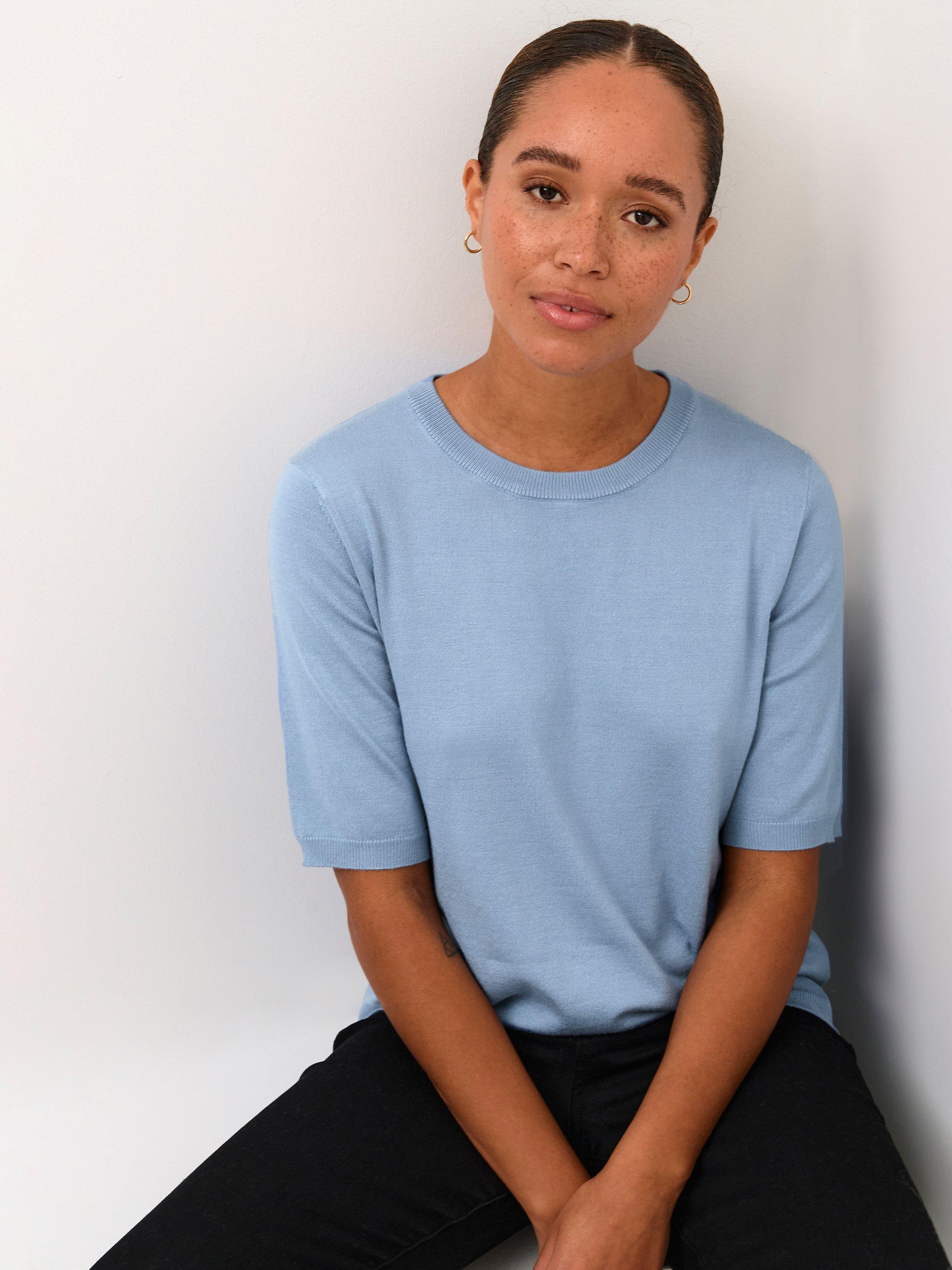 Product image 4 of 6, which shows KAFFE Lizza Short Sleeve Knitted Jumper, Faded Denim, XS