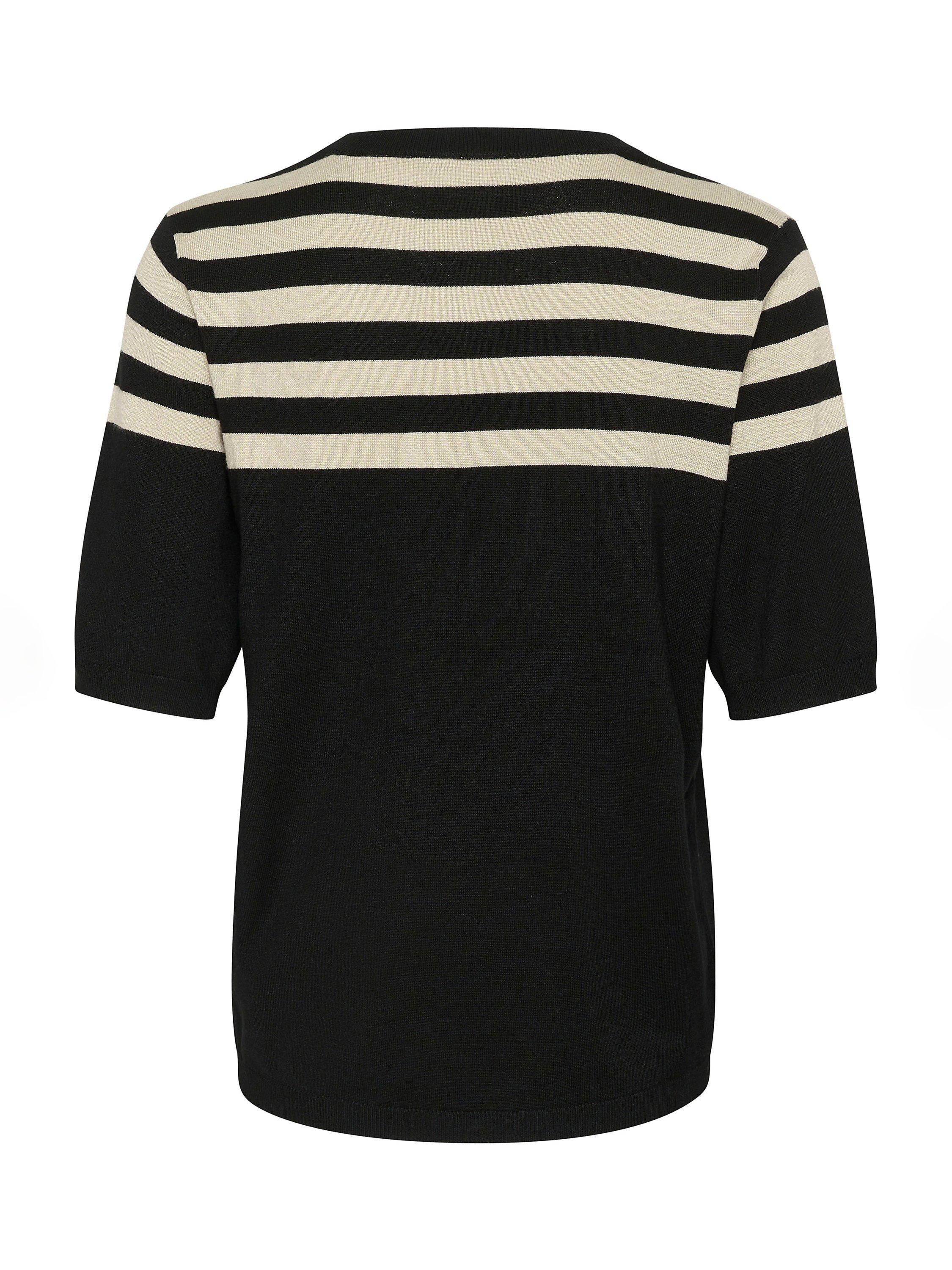Product image 6 of 6, which shows KAFFE Milo Short Sleeve Knit Top, Black/Feather, S