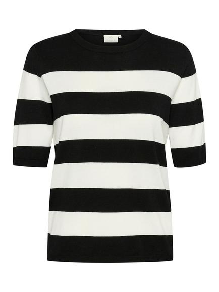 KAFFE Lizza Striped Knit Top, Black/Chalk, Black/Chalk