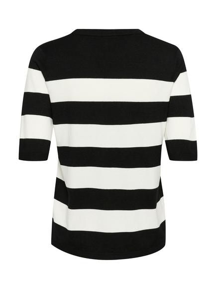 KAFFE Lizza Striped Knit Top, Black/Chalk - view 2, Black/Chalk