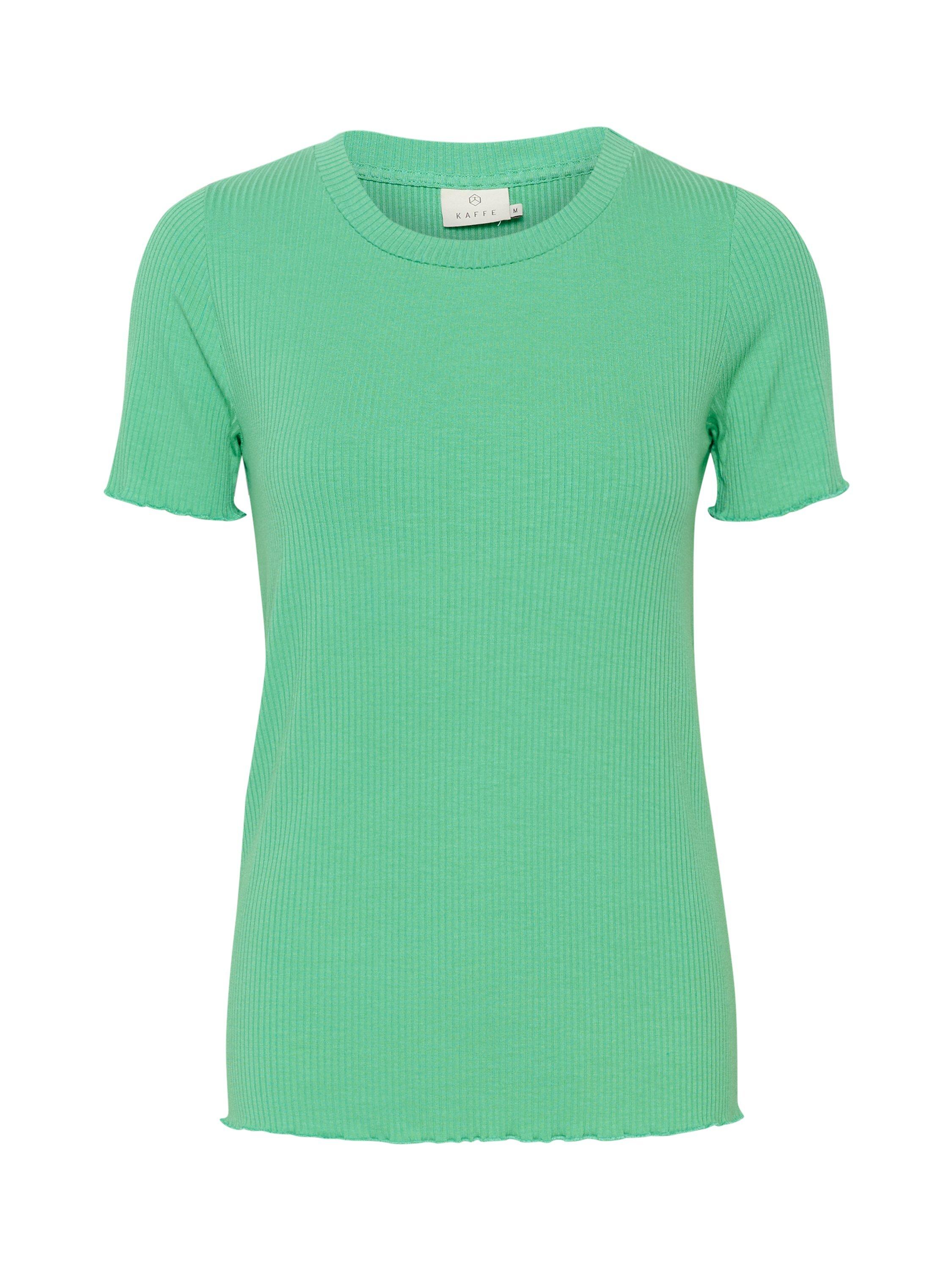 Product image 4 of 5, which shows KAFFE Drew Short Sleeve Rib Knit T-Shirt, Gumdrop Green, XS