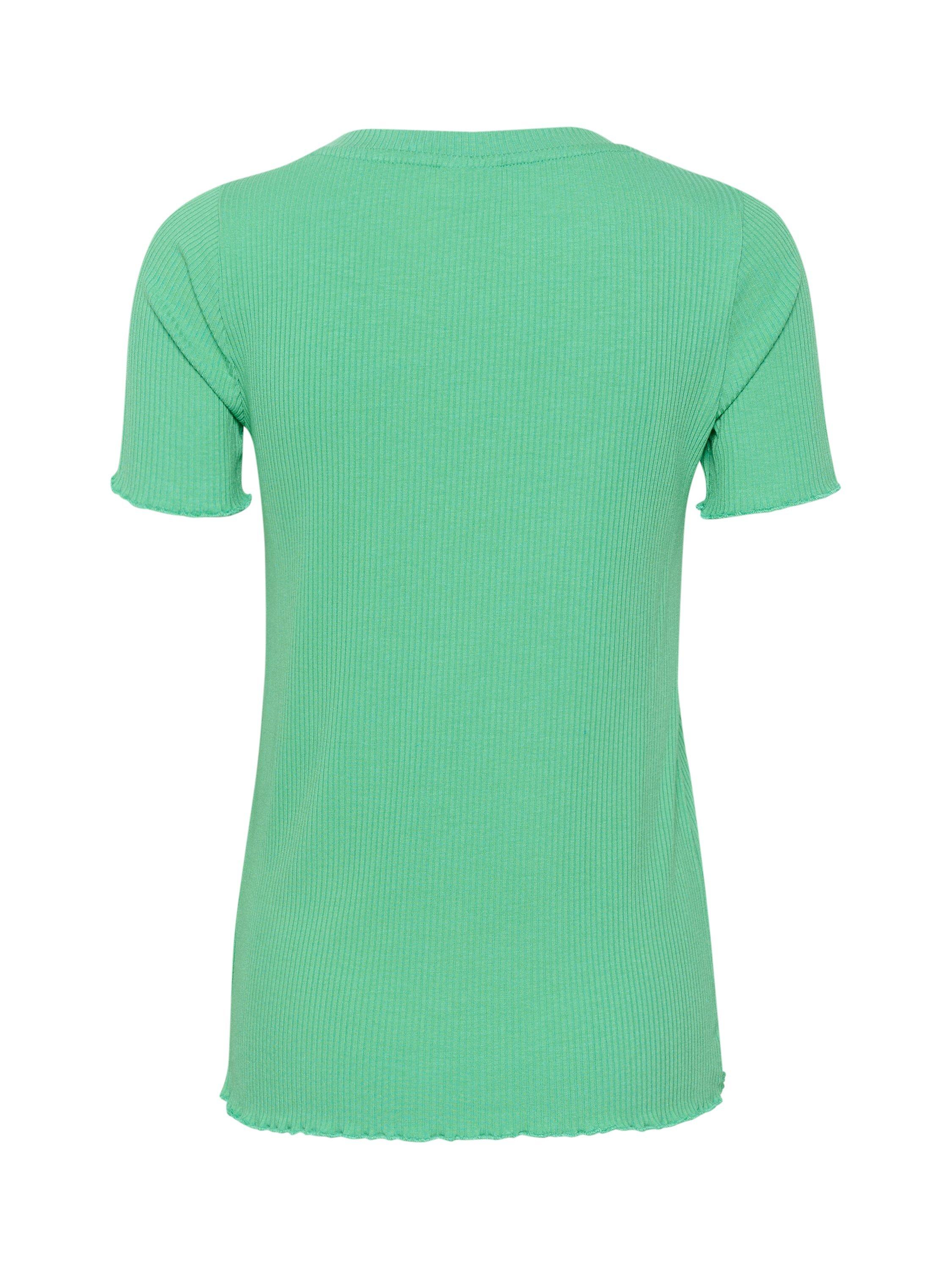 Product image 5 of 5, which shows KAFFE Drew Short Sleeve Rib Knit T-Shirt, Gumdrop Green, XS