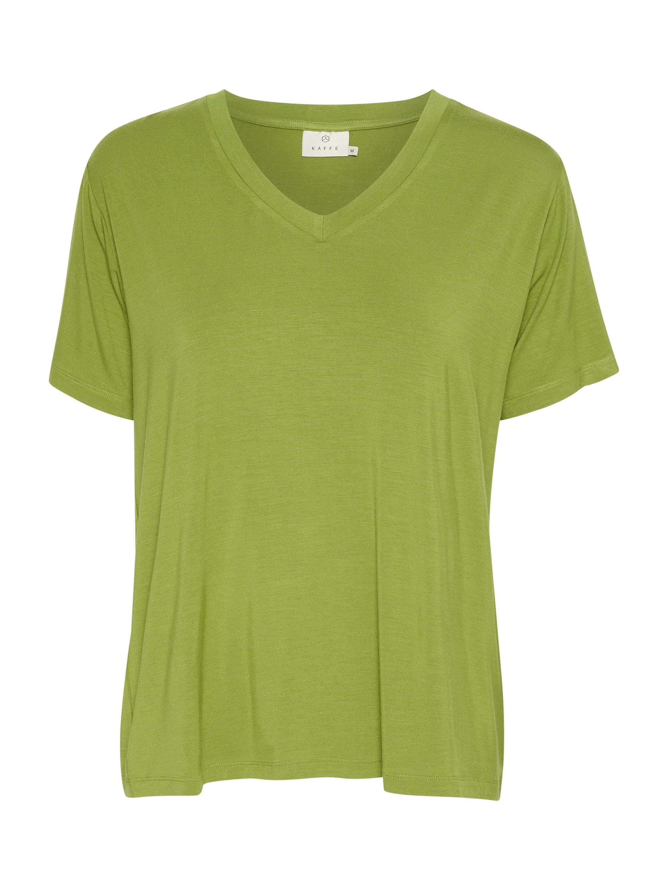 KAFFE Frida V-Neck T-Shirt, Calla Green, L