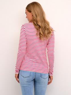 KAFFE Liddy Stripe Long Sleeve T-Shirt, Multi - view 2, Chalk / Virtual Pink