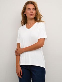KAFFE Frida V-Neck T-Shirt, Chalk