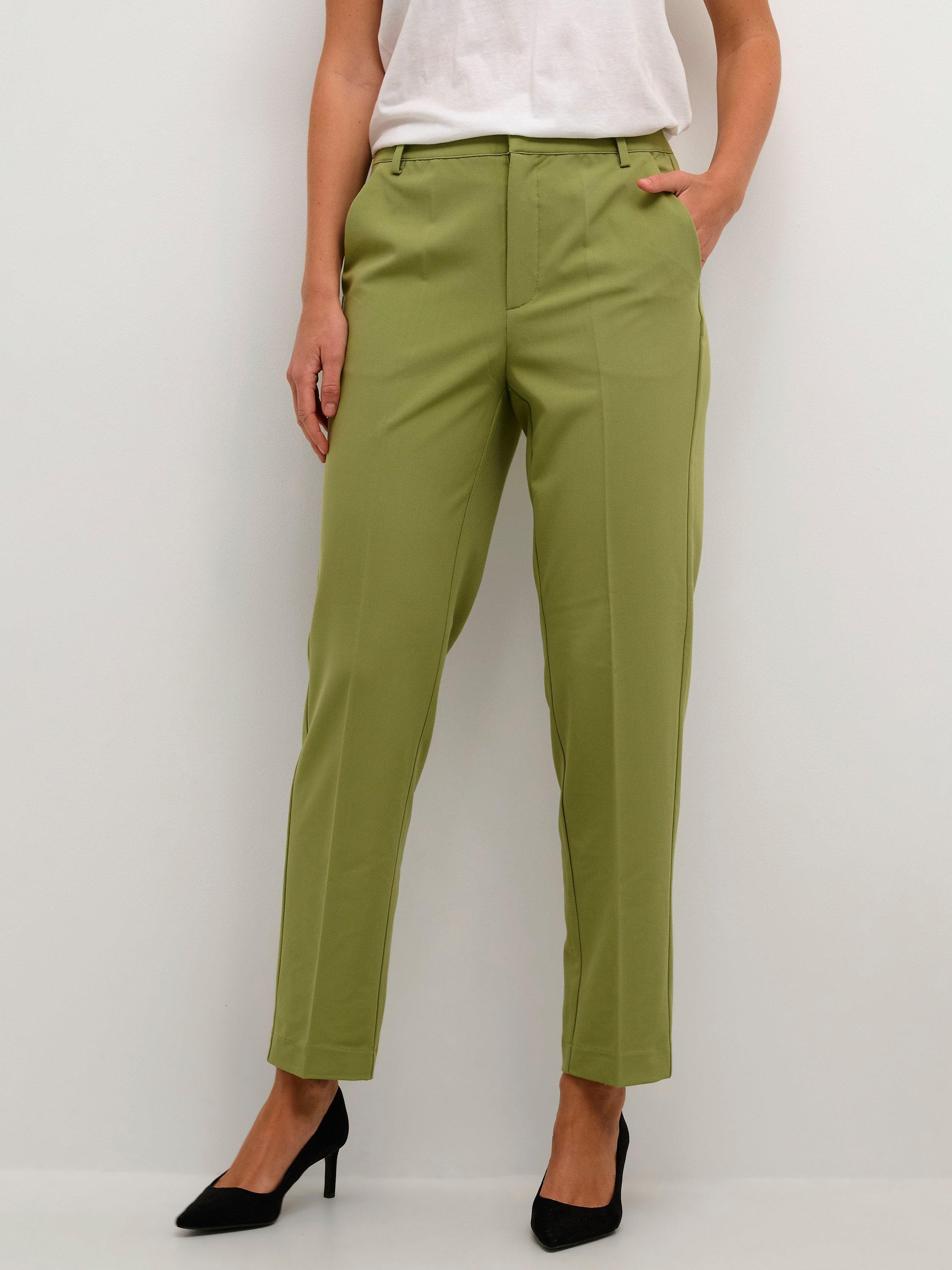 KAFFE Sakura Straight Leg Trousers, Mosstone