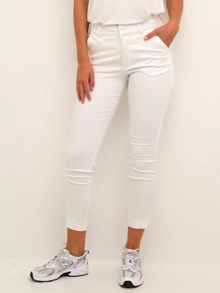 KAFFE Lea 7/8 Skinny Chino Trousers, Chalk, Chalk