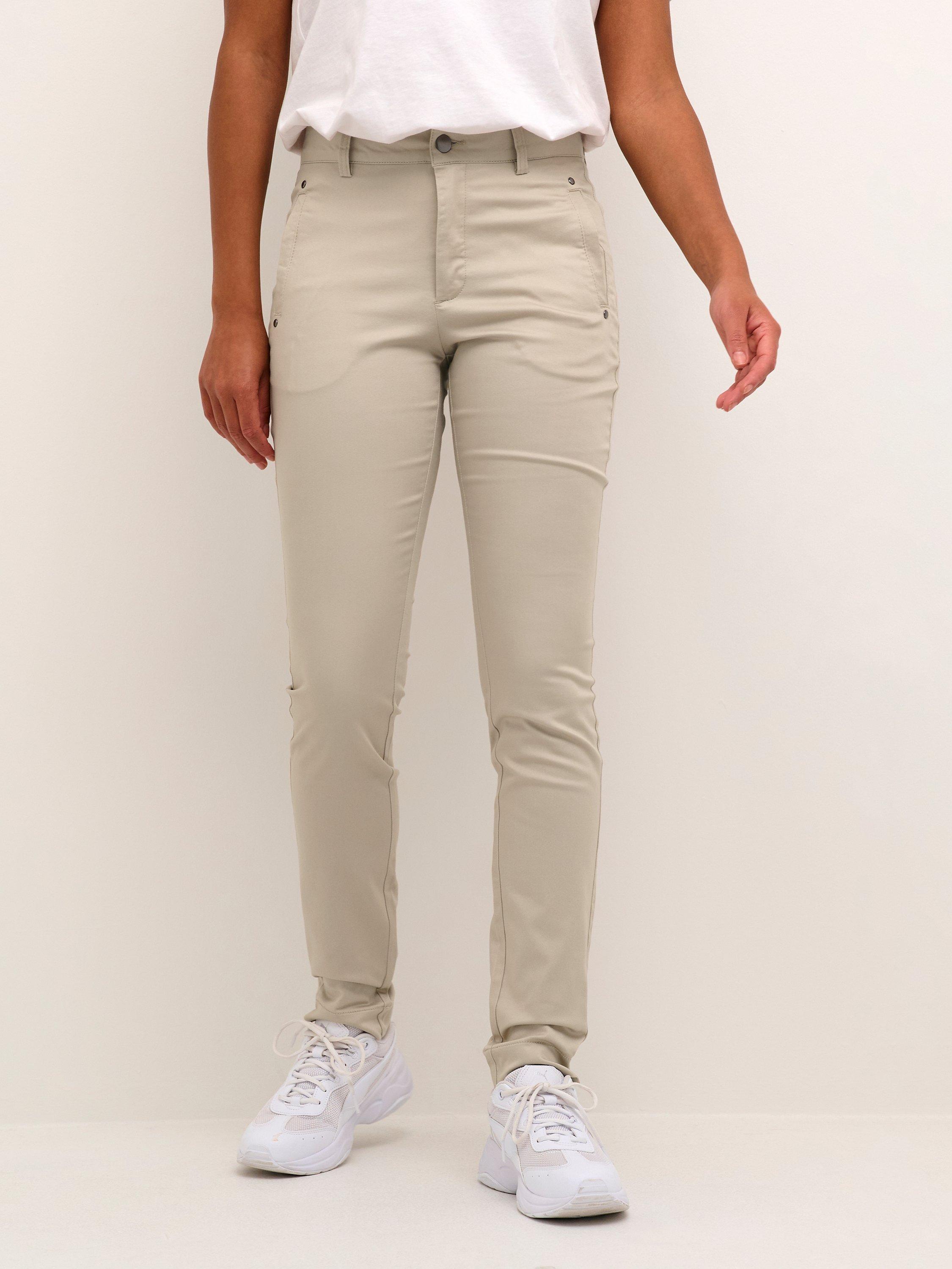 Product image 1 of 6, which shows KAFFE Lea Rivet Trousers, Feather Gray, 8