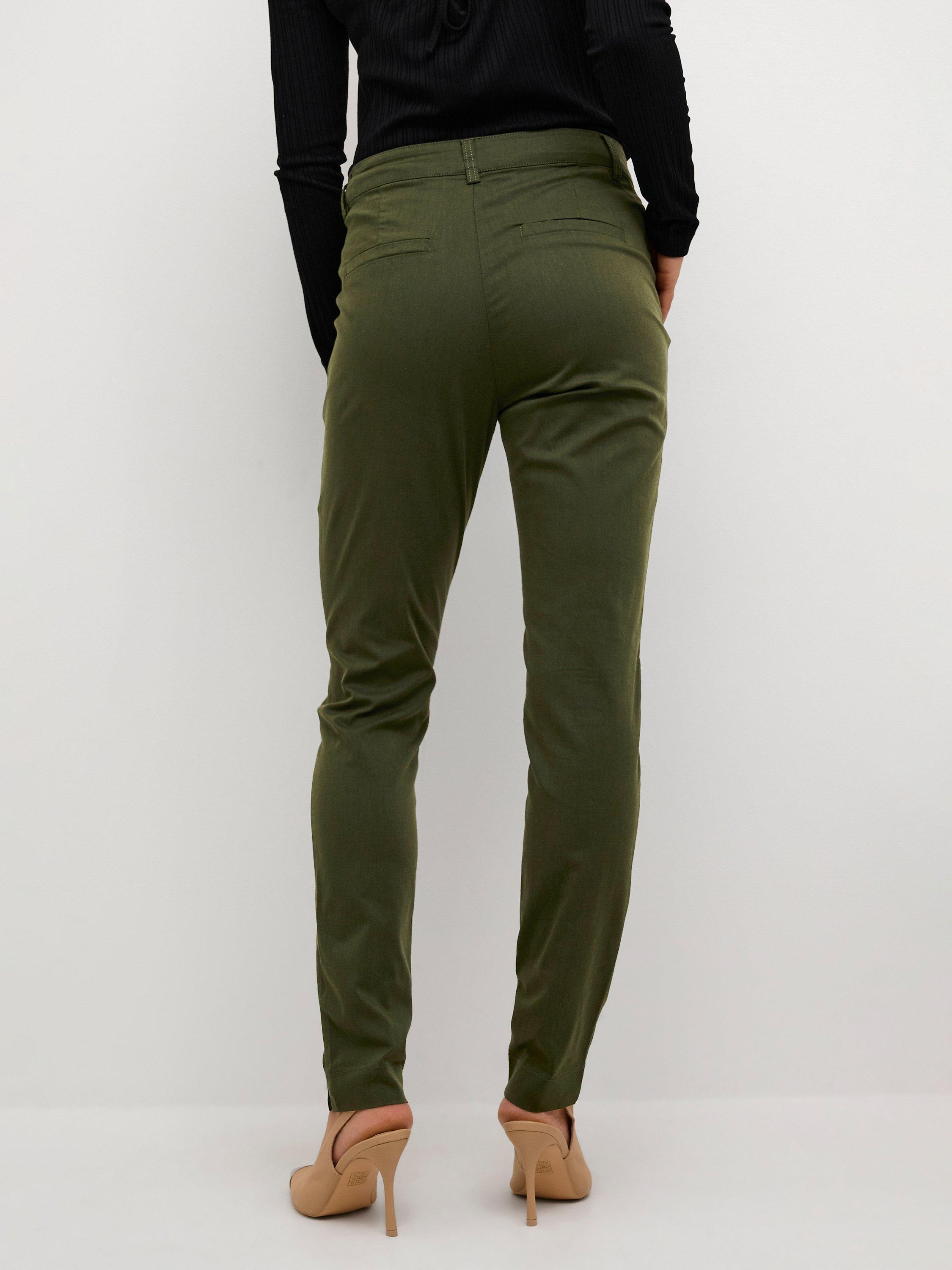 Product image 2 of 6, which shows KAFFE Lea Rivet Trousers, Forest Night, 12