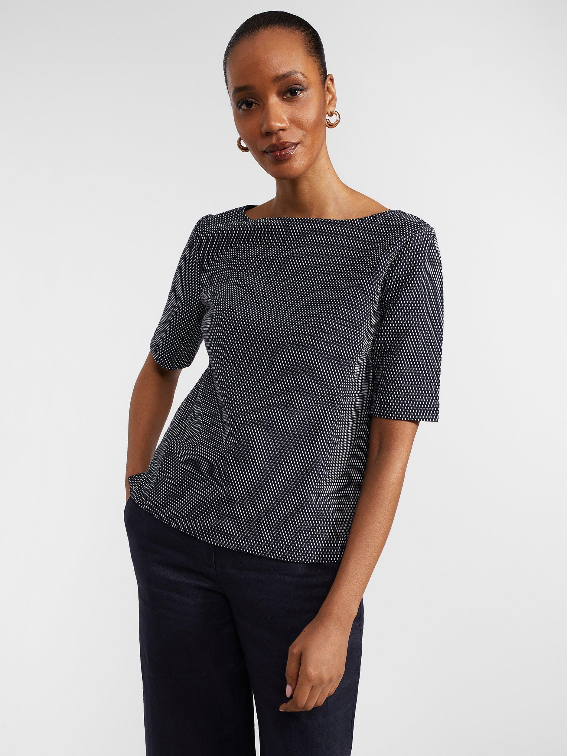 Hobbs Nyla Cotton Blend Top, Navy/Ivory