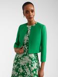 Hobbs Elize Cropped Crepe Jacket, Cilantro Green