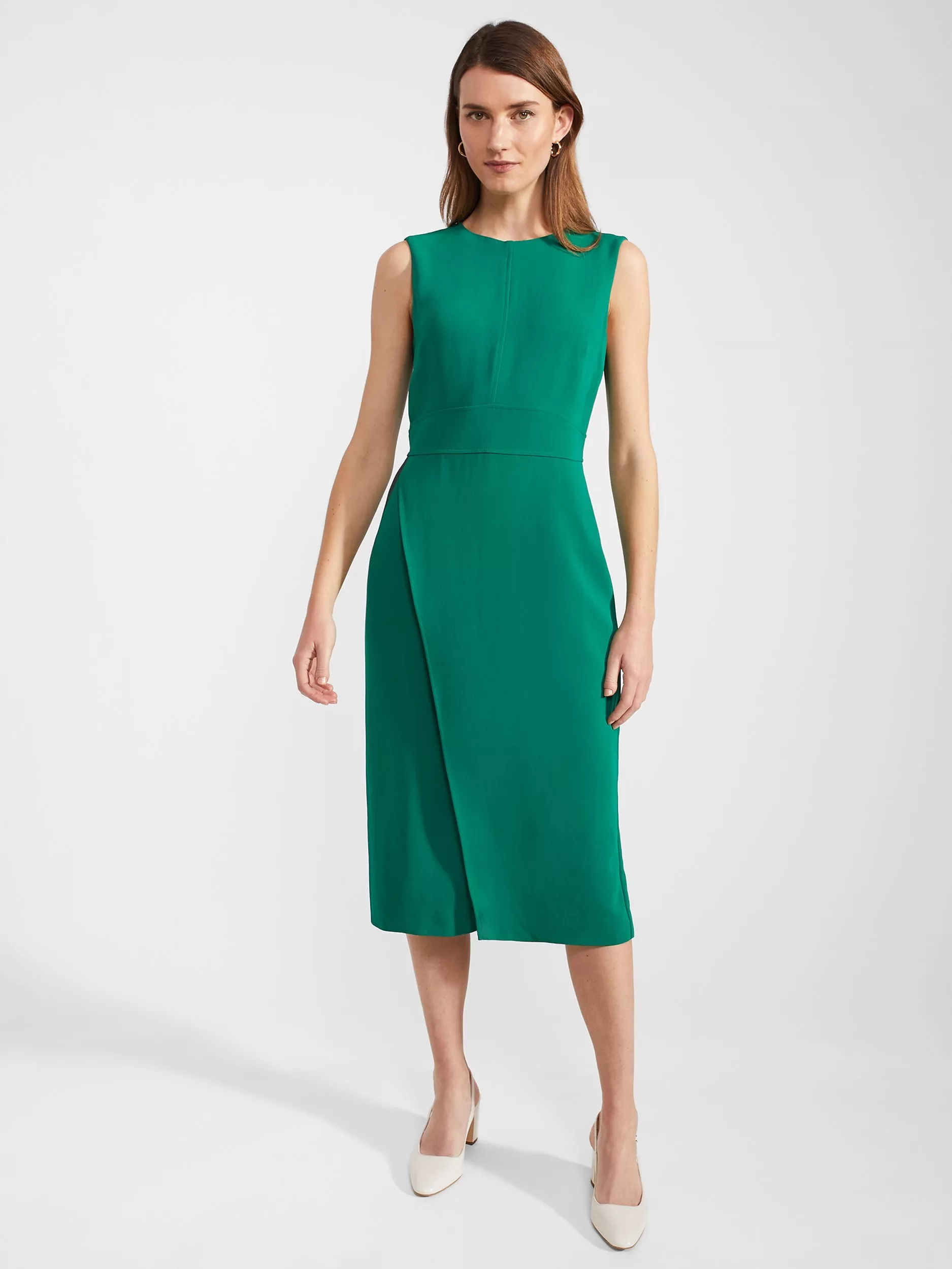 Hobbs Petite Maura Knee Length Dress Malachite Green