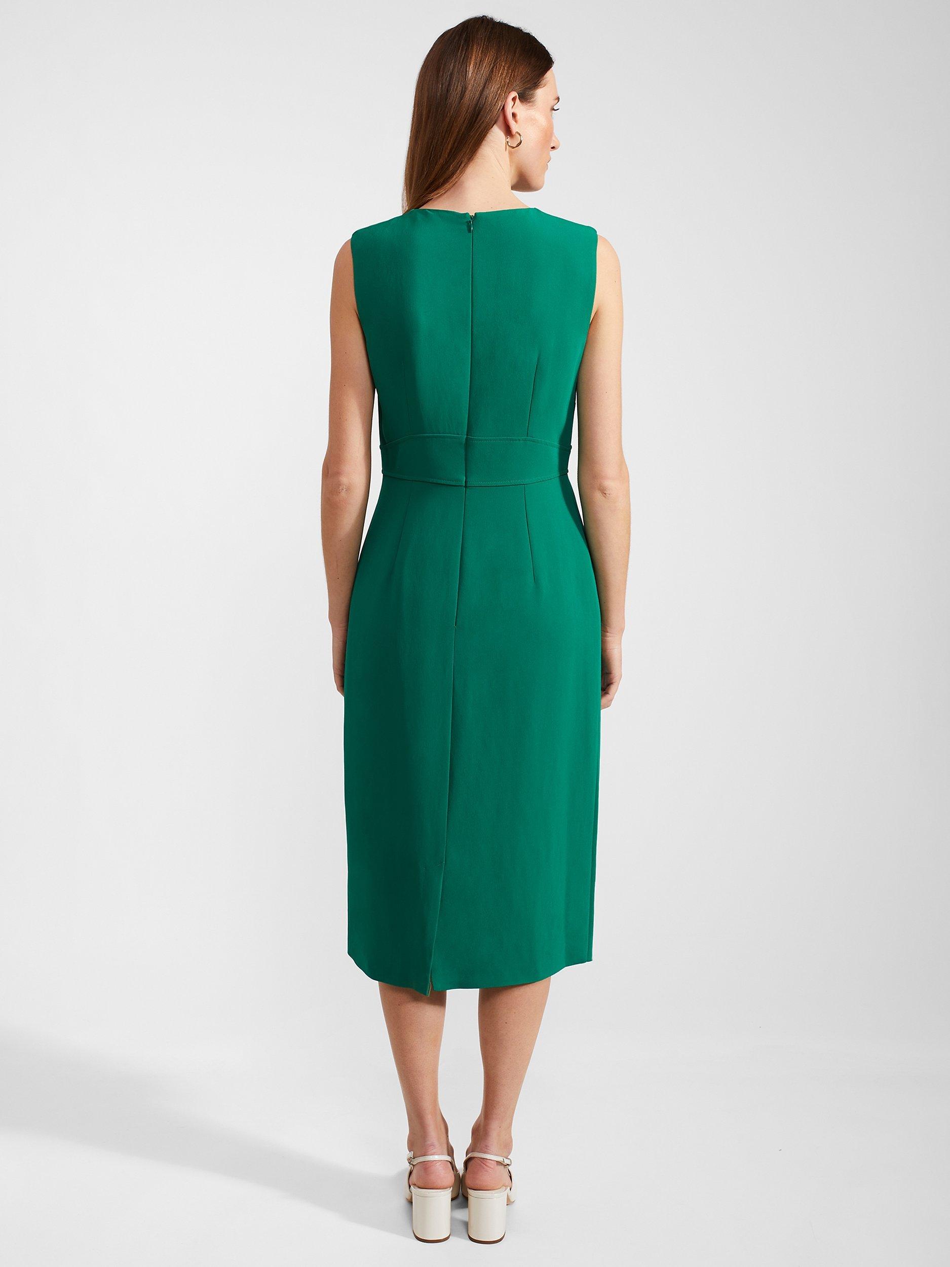 Product image 2 of 7, which shows Hobbs Petite Maura Knee Length Dress, Malachite Green, 6