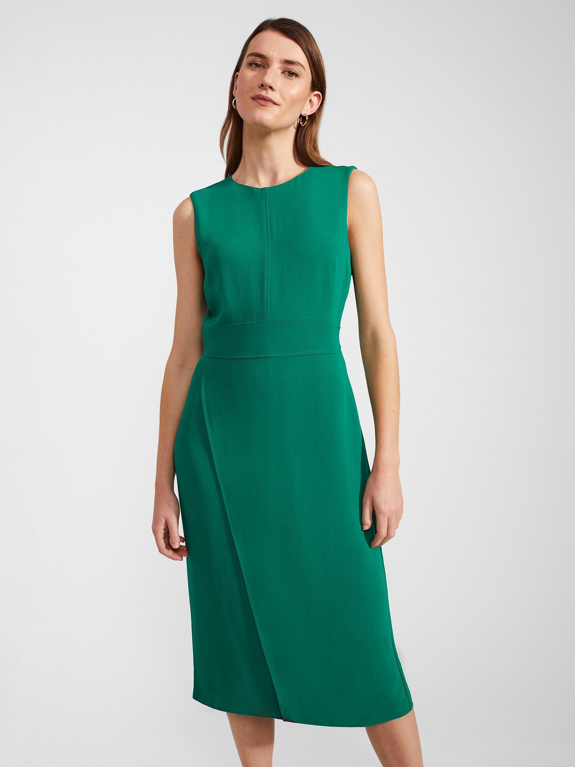 Product image 3 of 7, which shows Hobbs Petite Maura Knee Length Dress, Malachite Green, 6