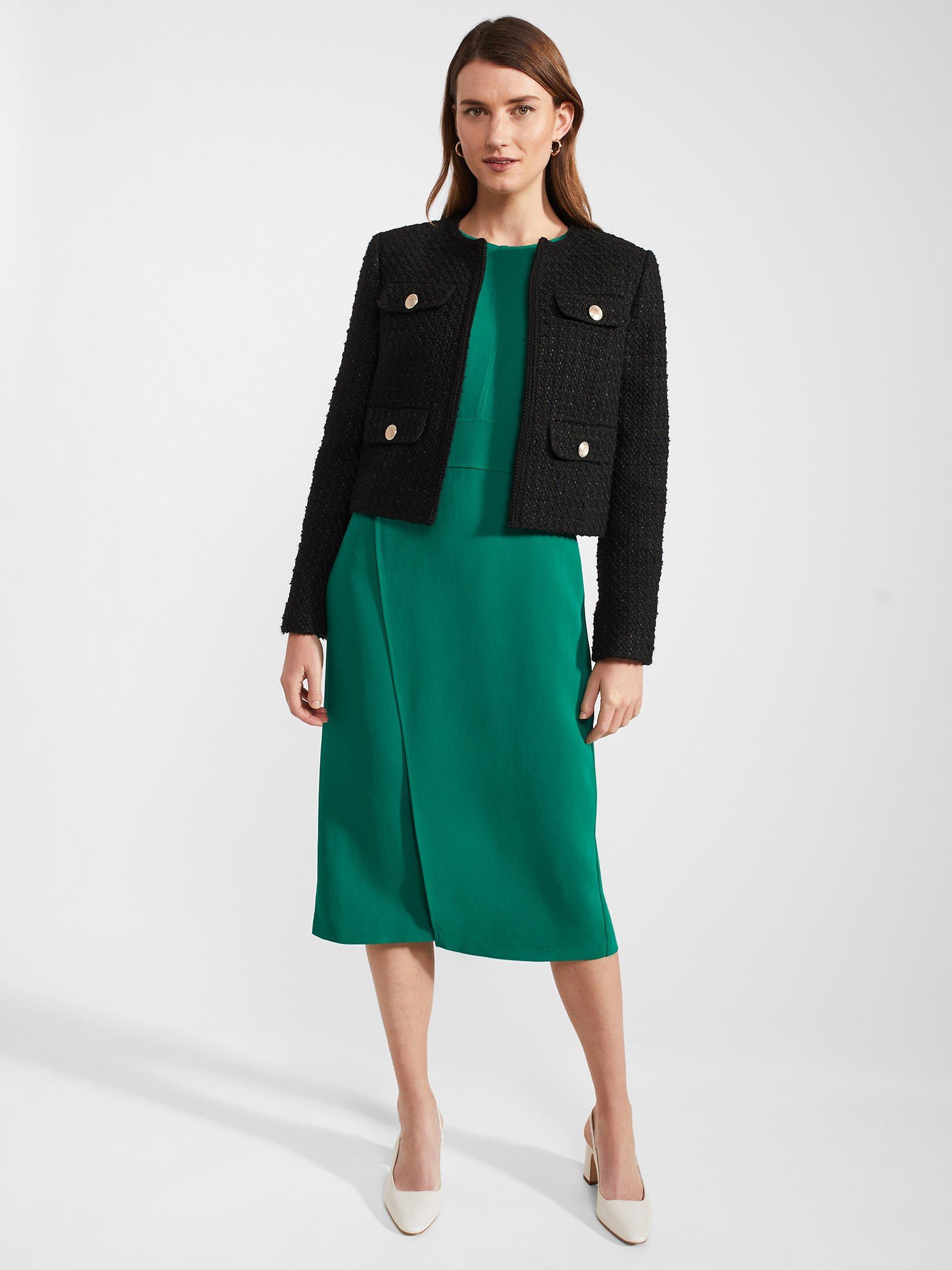 Product image 6 of 7, which shows Hobbs Petite Maura Knee Length Dress, Malachite Green, 6
