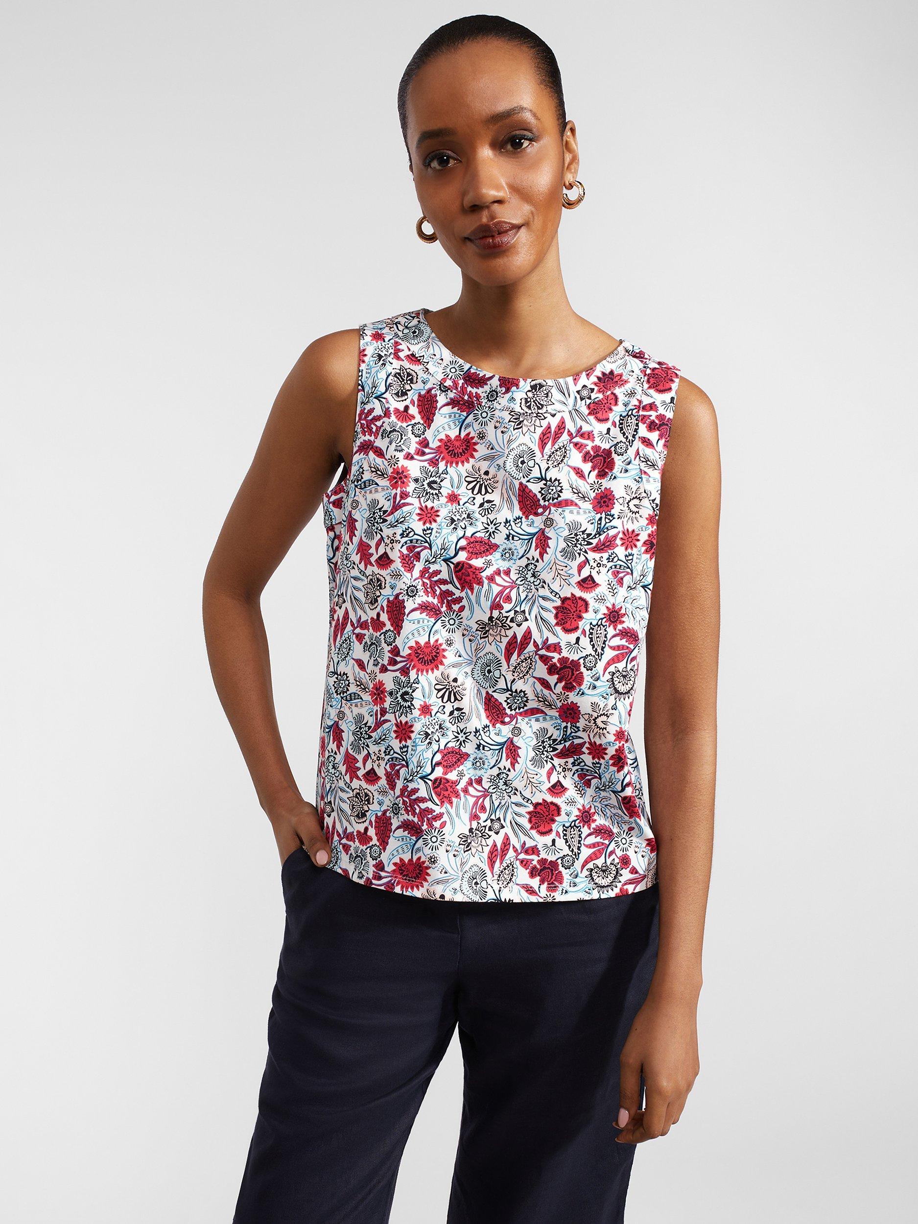 Hobbs Maddy Floral Print Sleeveless Top, White/Multi