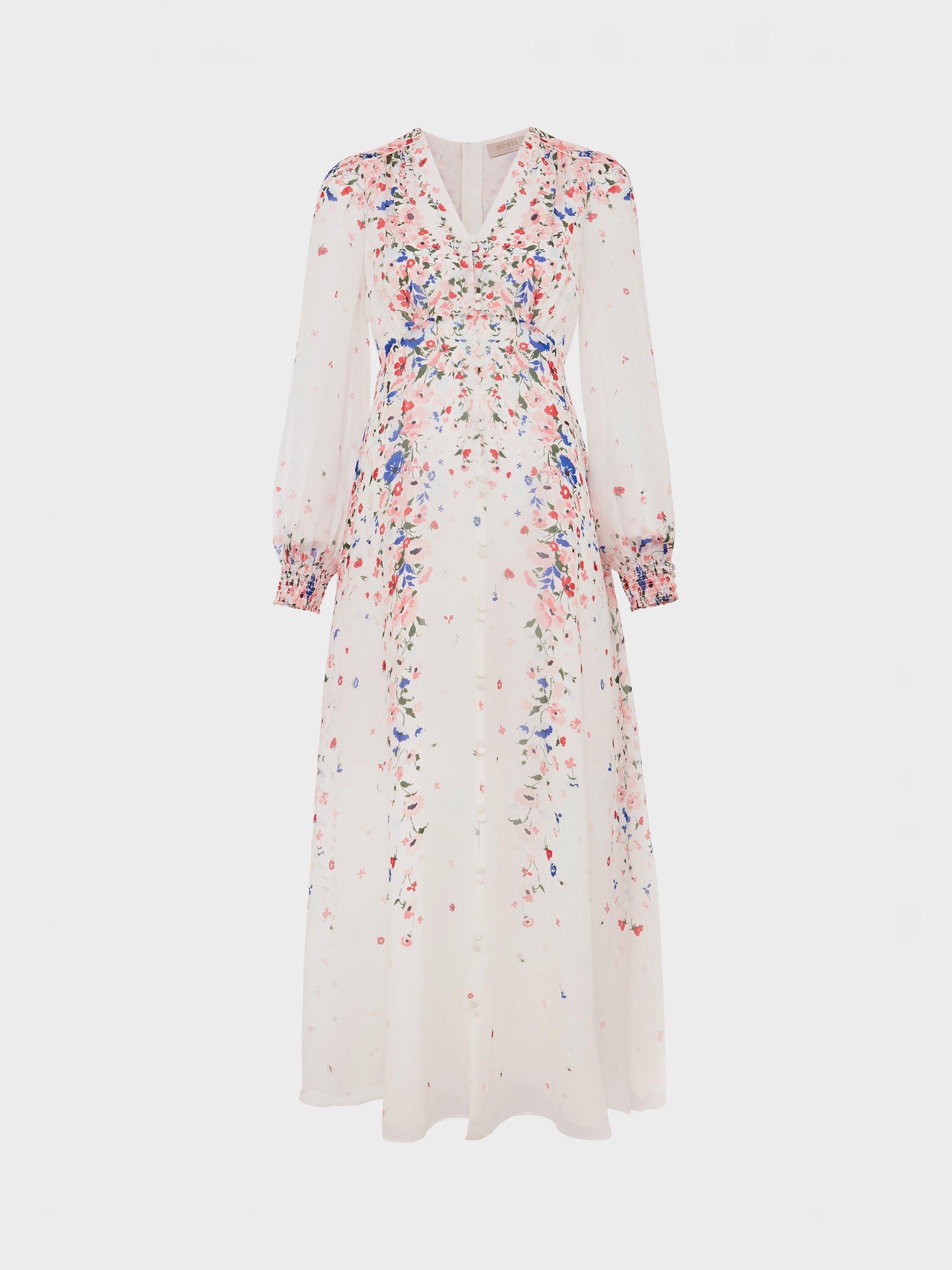 Product image 8 of 8, which shows Hobbs Petite Asher Silk Maxi Dress, Ivory/Multi, 6