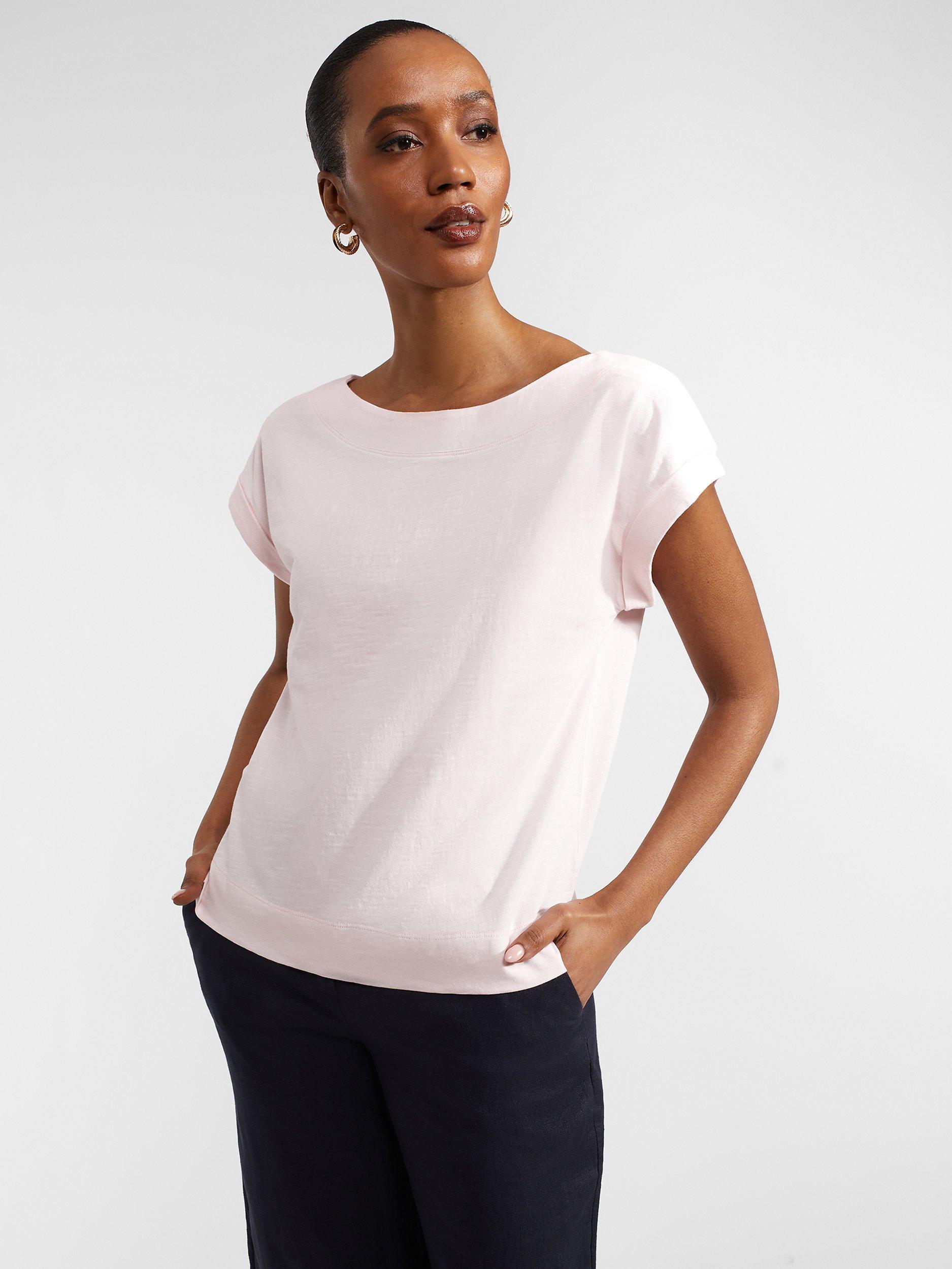Hobbs Alycia Cotton Slub T-shirt, Pale Pink