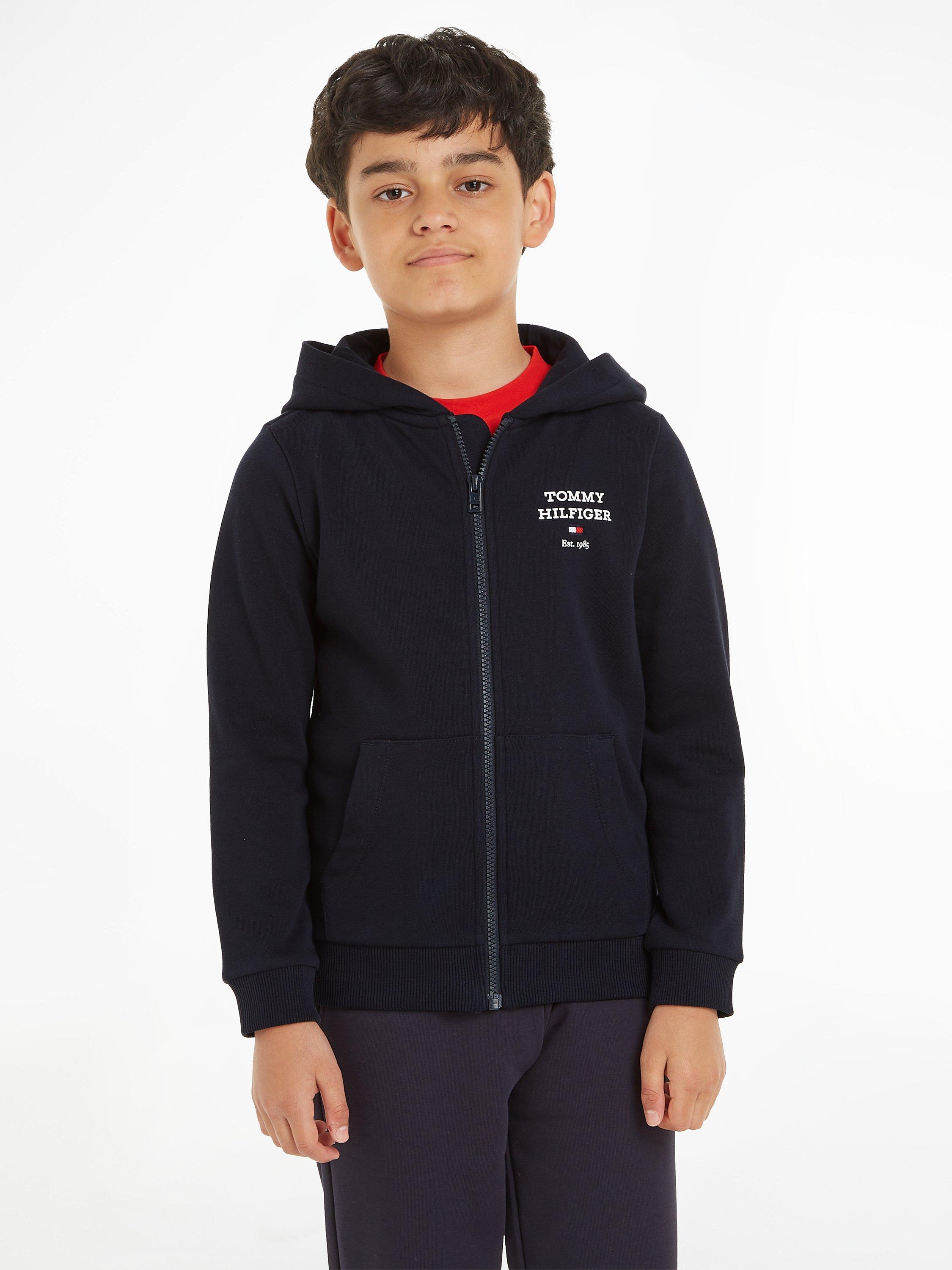 Tommy Hilfiger Kids' Logo Zip Through Hoodie, Desert Sky