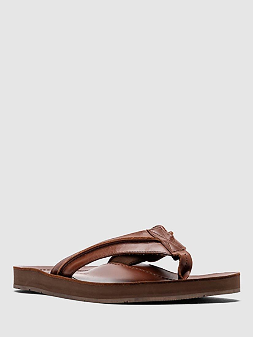 Product image 3 of 11, which shows Rodd & Gunn Piha Leather T-Bar Sandals, Cognac Pull Up, 7
