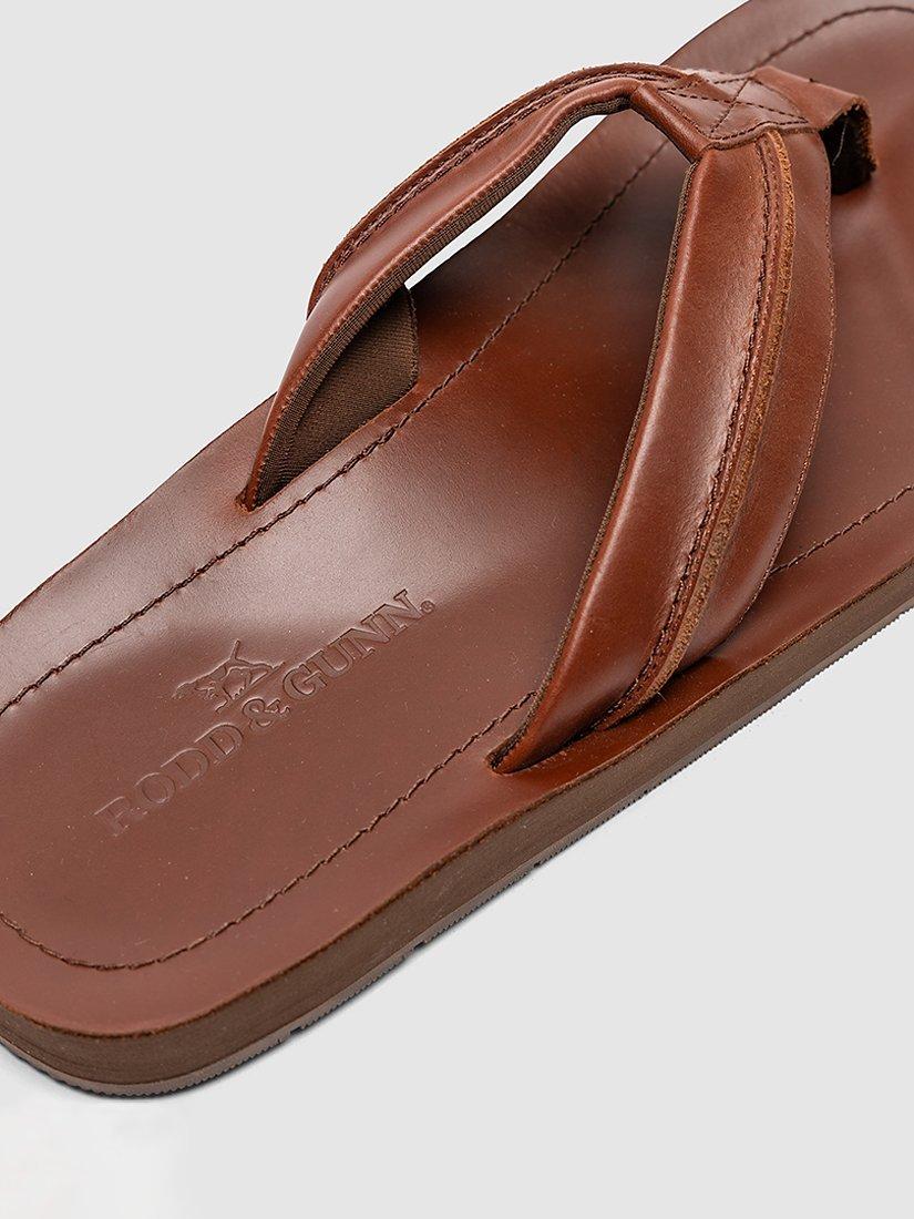 Product image 7 of 11, which shows Rodd & Gunn Piha Leather T-Bar Sandals, Cognac Pull Up, 7