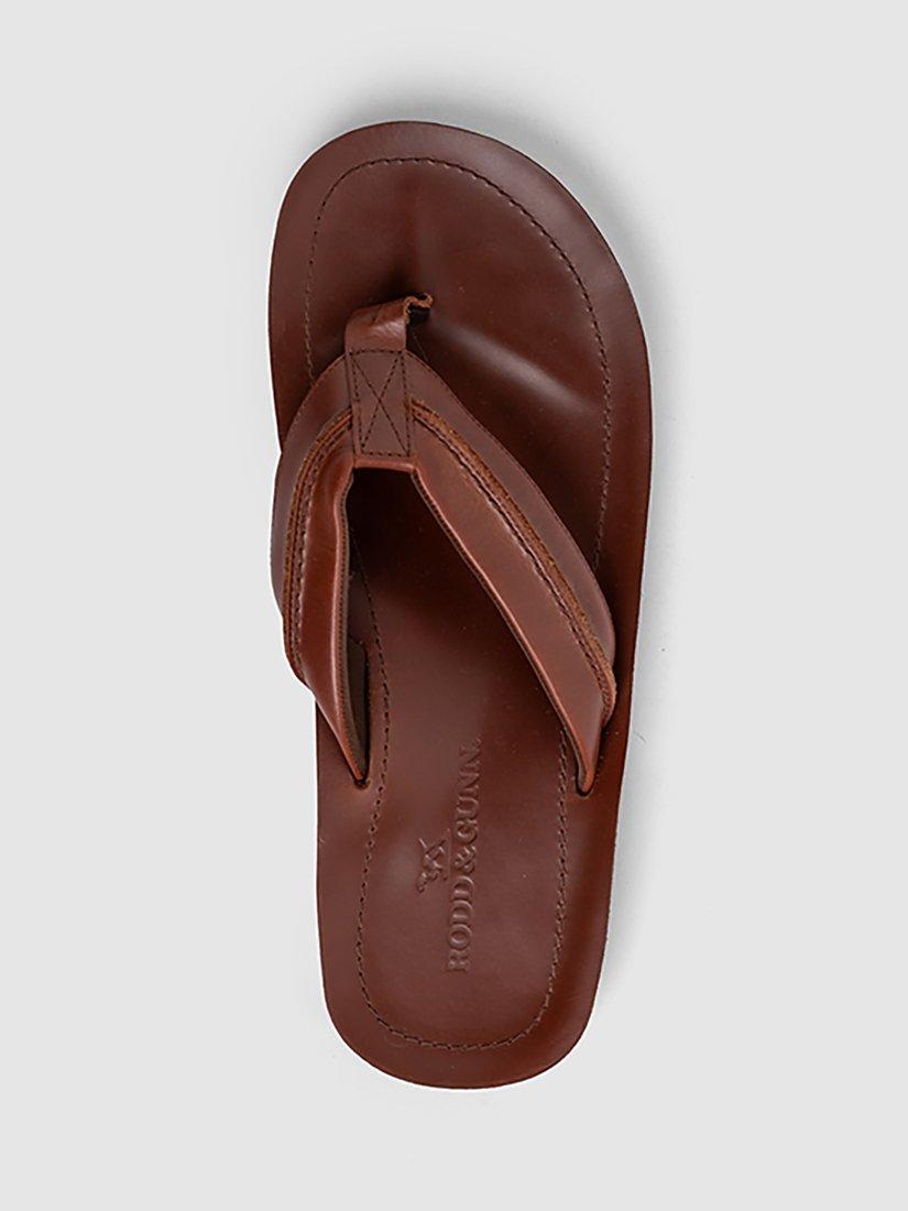 Product image 8 of 11, which shows Rodd & Gunn Piha Leather T-Bar Sandals, Cognac Pull Up, 7