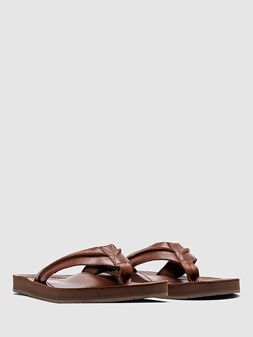 Product image 10 of 11, which shows Rodd & Gunn Piha Leather T-Bar Sandals, Cognac Pull Up, 7
