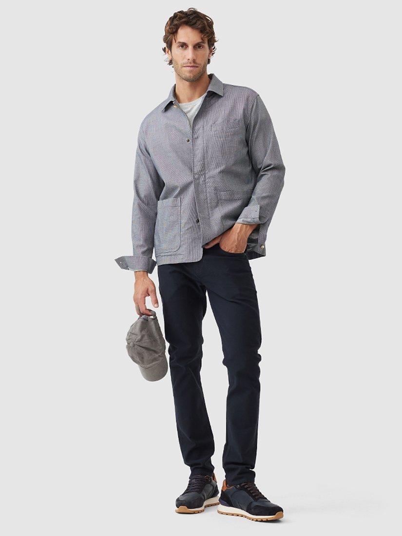 Product image 2 of 5, which shows Rodd & Gunn Claverley Soft Cotton Regular Fit Zip Through Shacket, Indigo, L