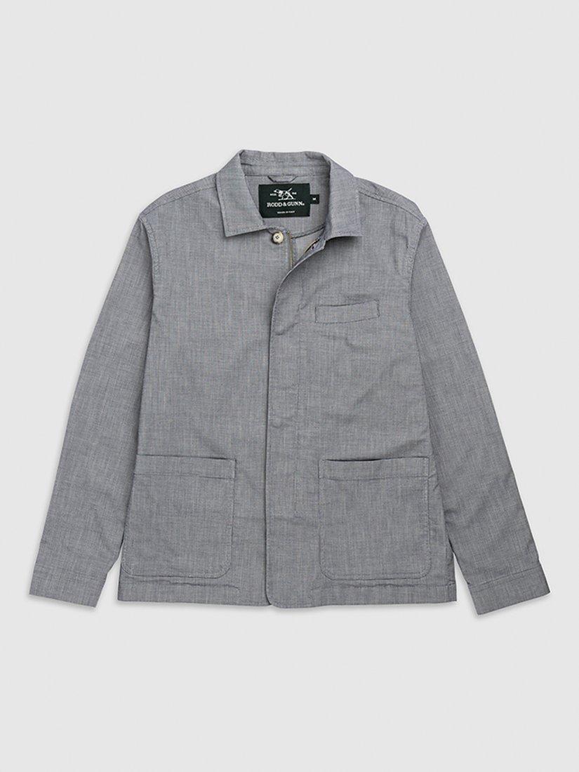 Product image 4 of 5, which shows Rodd & Gunn Claverley Soft Cotton Regular Fit Zip Through Shacket, Indigo, L