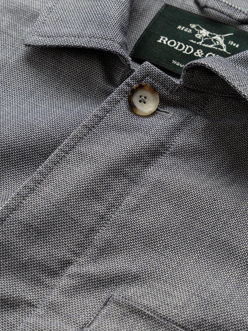 Product image 5 of 5, which shows Rodd & Gunn Claverley Soft Cotton Regular Fit Zip Through Shacket, Indigo, L