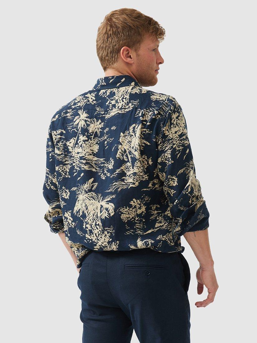Product image 2 of 5, which shows Rodd & Gunn Livingstone Printed Linen Regular Fit Long Sleeve Shirt, Midnight Sand, XS