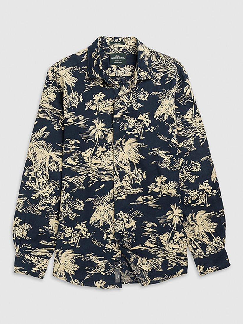 Product image 5 of 5, which shows Rodd & Gunn Livingstone Printed Linen Regular Fit Long Sleeve Shirt, Midnight Sand, XS