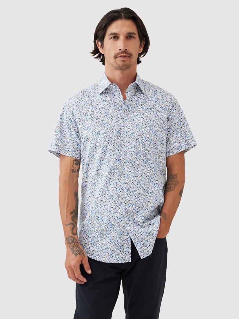 Product image 1 of 4, which shows Rodd & Gunn Gale Street Cotton Slim Fit Short Sleeve Shirt, Snow, XS