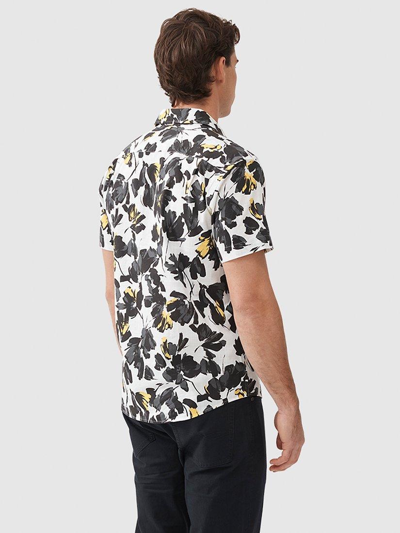 Product image 3 of 4, which shows Rodd & Gunn Newcastle Printed Cotton Slim Fit Short Sleeve Shirt, Charcoal, L