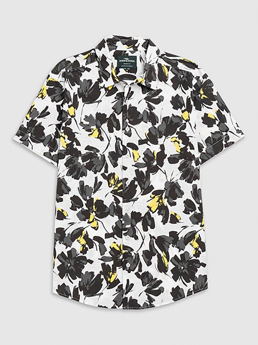 Product image 4 of 4, which shows Rodd & Gunn Newcastle Printed Cotton Slim Fit Short Sleeve Shirt, Charcoal, L