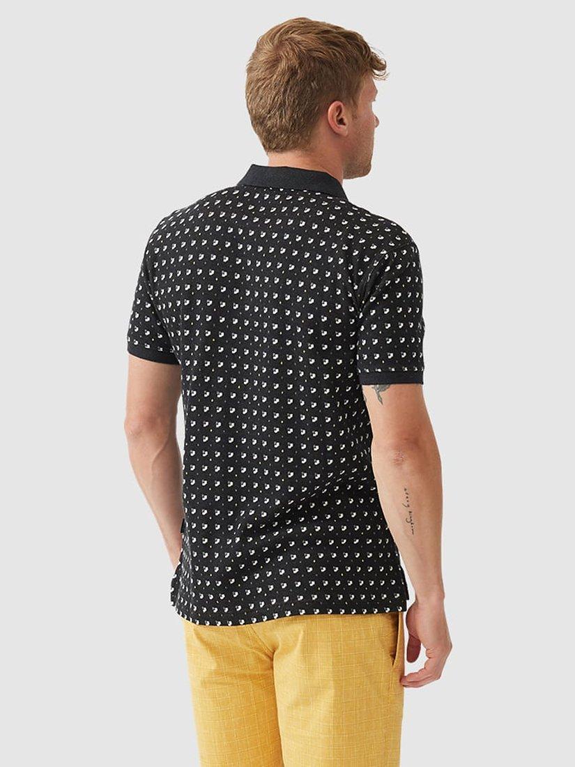 Product image 3 of 3, which shows Rodd & Gunn Five Roads Printed Cotton Slim Fit Short Sleeve Polo, Onyx, XS